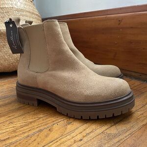 Avellini Made in Portugal Suede Leather Lug Sole Chelsea Boots